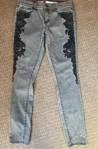 DKNY Jeans Gray Lace Trim Skinny Jeans Women's Size 6