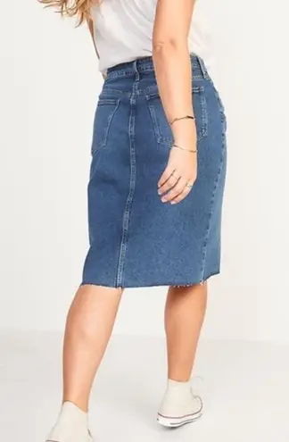 Old Navy NWT  Midi Denim Skirt Higher High Rise - Secret Slim Pockets - Size 18