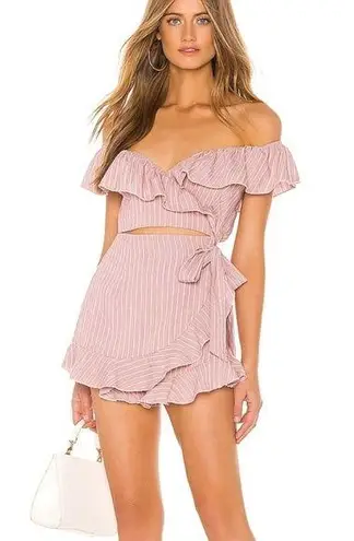 superdown Revolve  Angela Wrap Tie Romper in Pink Stripe Women’s Size M