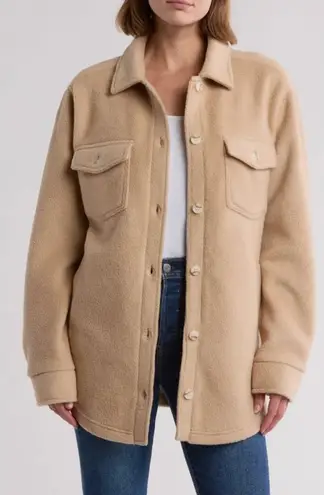 Thread & Supply Polar Fleece Shirt Jacket Shacket Beige Cozy Size M Tan Size M