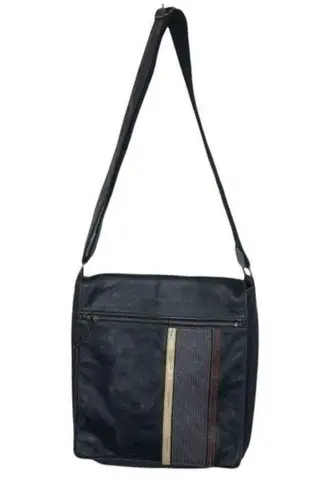 wilson's leather  Black Messenger Bag Distressed Adjustable Strap UNISEX