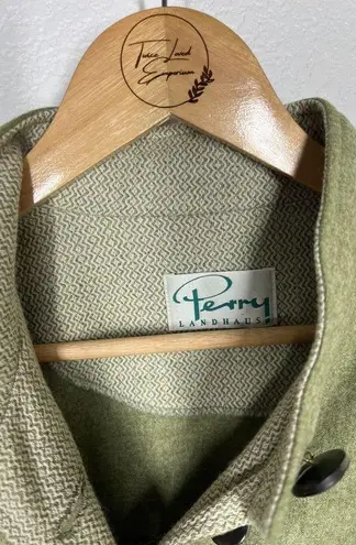Perry Landhaus Embroidered Appliqué Wool Sweater Top Size US 10 Green Vintage