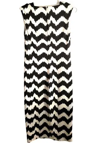 Carmen Marc Valvo Carmen  Chevron Print Sheath Black White Dress XS NEW