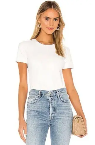 Commando  Faux Leather Short Sleeve Tee Bodysuit Top Blouse Vegan White Small