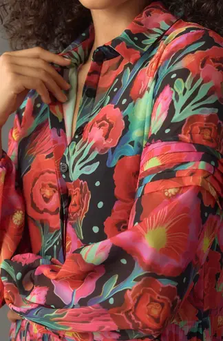 Farm Rio Garden Party Pleated Drop-Waist Maxi Dress, Size XS