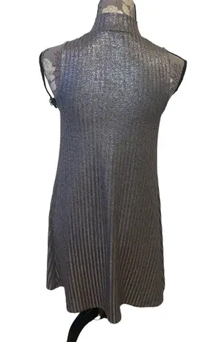 Kensie  Gold Metallic Mini Dress Ribbed Sleeveless size XS