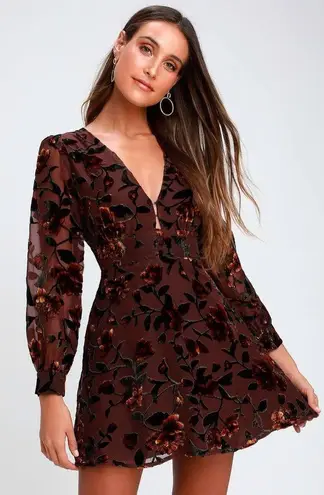 ASTR Velvet Floral Long Sleeve Dress