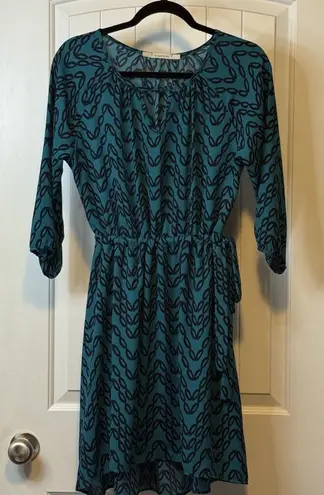 41 Hawthorn Womens M Renesme Wrap Dress 3/4 Sleeve Blue Green Geometric EUC! Size M