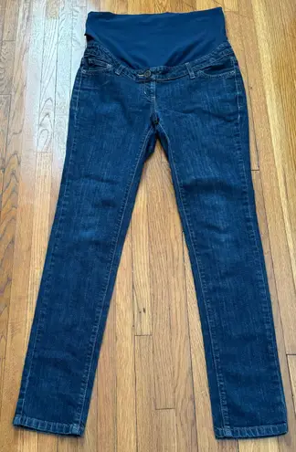 Boden USA Boden Blue Dark Wash Adjustable Straps Full Belly Panel Maternity Jeans, size 6R