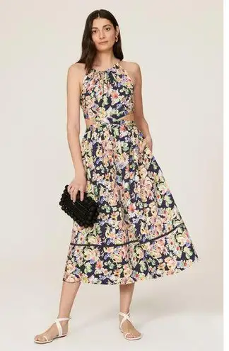 Something Navy Floral Cutout Sleeveless A-Line Midi Dress Size Small