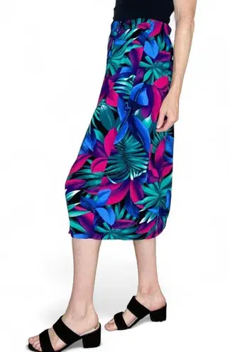 Kathie Lee Vintage Colorful Plant Tropical Printed Midi Skirt