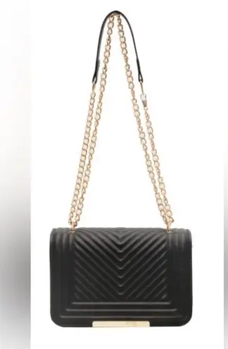 Zenana Outfitters New!Black VEGAN LEATHER CHEVRON GRID CROSSBODY SHOULDER FLAP BAG
