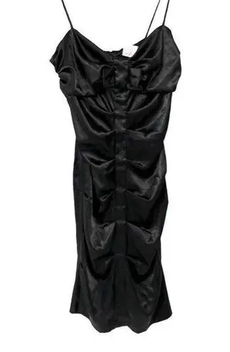 Taboo Vintage Black Ruched Center Spaghetti Strap Mini Dress