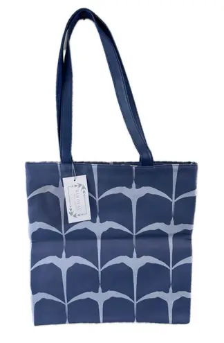NWT Manaola Kinolau Collection All Over 'Iwa Birds Zipper Closure Tote Bag Blue