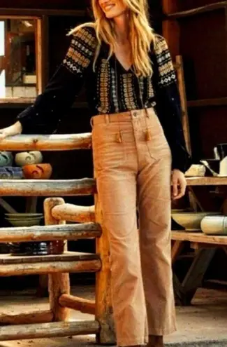 DOEN Maritime Corduroy Pants Women’s Size 25 Organic Cotton Patch Pockets USA Tan