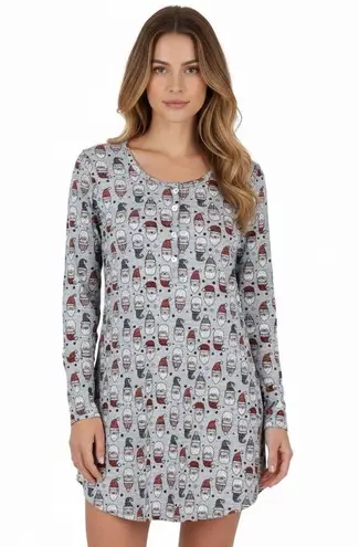 NWT Santa’s Treasures Tunic Sleep Shirt Womens M Gray Santa Christmas Cozy Size M