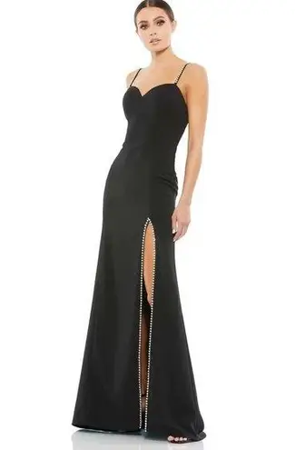 Mac Duggal 55706 Black Beaded Slit Sweetheart Evening Formal Gown Dress Sz 6 NWT