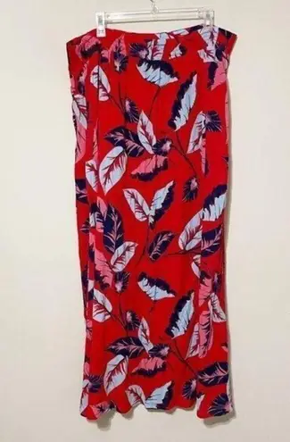 EXPRESS  Womens Skirt Size XL Red Tropical Rayon Maxi Midi Resort Beach Vaca NEW