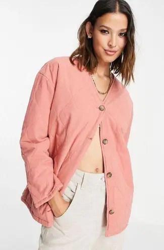 Topshop NWT  washed quilted ovoid jacket in pink