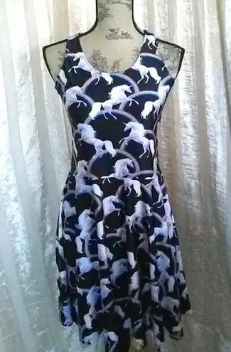 Unicorn and Rainbows Print Skater Dress Size undefined