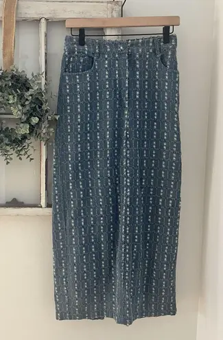 Skies Are Blue Berenice Vintage Style Denim Textured Maxi Cotton Skirt Size 4