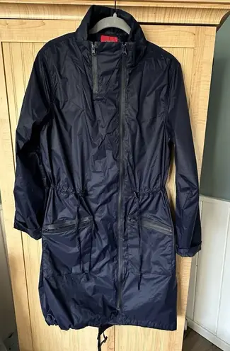 Ciao Milano 1969 Women Front Zip Long Sleeve Hooded Rain Jacket Navy Blue Size M Size M