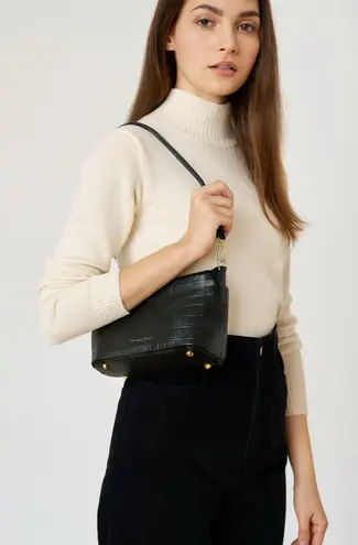 Divina Firenze Green Croc Embossed Leather Shoulder Bag Made in Italy