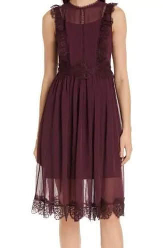 Ted Baker  Deep Purple Porrla Frill Lace Midi Dress