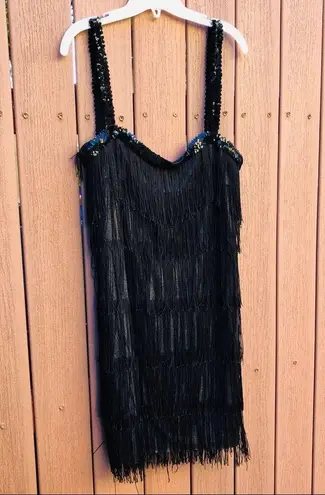 Black fringe & sequin flapper dress Size undefined
