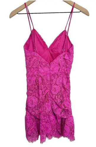 NBD  X Revolve Marvin Hot Pink Fuchsia Lace Ruffled Mini Dress XSmall