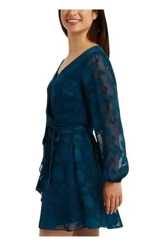 BCX Dark Fairy Floral Dress Junior XXS Tiered Ruffle Faux Wrap Textured