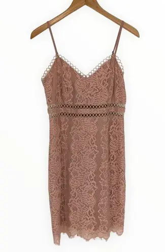 Storia  Blush Pink Lace Trim Dress Cami Straps Sheer Panels size Medium