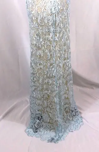 Maniju lace formal gown light blue with nude lining size M NWOT