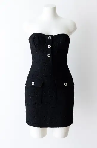 Petal and Pup Womens Dress Size XL Black Strapless Tweed Mini Bustier Chic Party