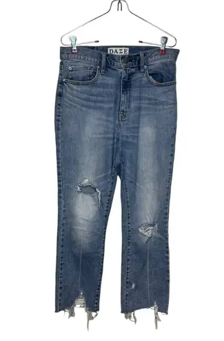 Daze Women's Jeans Splatter Straight Leg Frayed Hem Denim D6201VOT