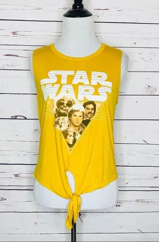 Star Wars Yellow Sleeveless Tie Front Top Size Medium