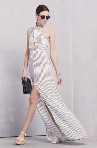 Reformation NWT Vintage  Larkspur Linen Maxi Dress - White Stripe - XS