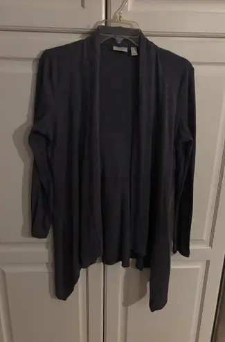 LOGO By Lori Goldstein LOGO Cardigan Sweater Duster Gray Open Front Long Sleeve Women - Image 1