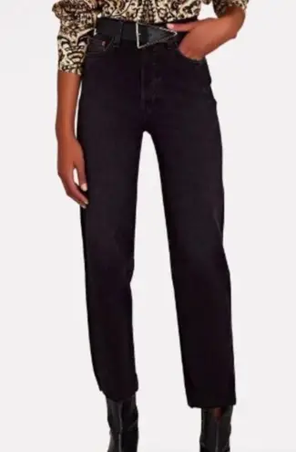 RE/DONE Womens High-Rise Straight Leg Black Denim Jeans Size 29