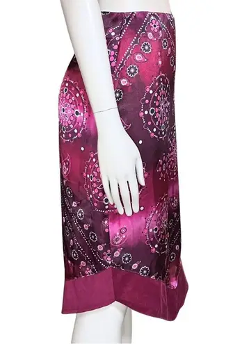 Vintage 90s Y2K Purple Satin Bandana Midi Skirt XS Fairy Grunge Festival Tie Dye