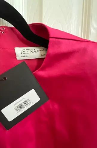 Mac Duggal NEW IEENA FOR Pink Long Sleeve Structured Bow Draped Gown Size 6