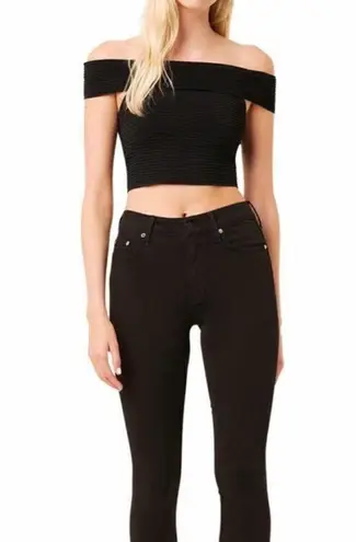 French Connection  Odelia Off Shoulder Crop Top, Black, Size Medium, NWT