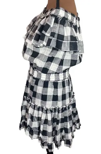 MISA Los Angeles Misa x Anthropologie Carrington off-the-shoulder linen blend checkered dress M