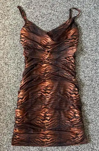 Princess Polly  Animal Print Leopard Print Tiger Print mesh Cowl Neck Mini Dress