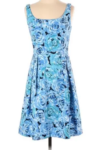 Carmen Marc Valvo Luxe by  blue roses fit and flare dress  with pockets size 16P