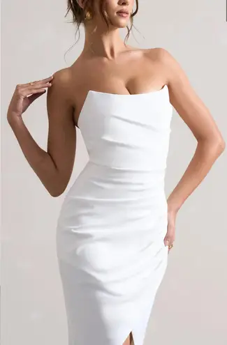 Club L London Soulmate White Bandeau Midi Dress