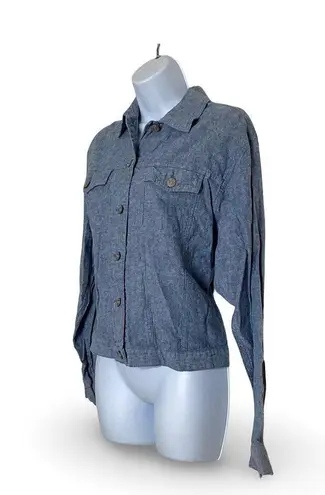 Bill Blass 90s Linen Blend Trucker Jacket