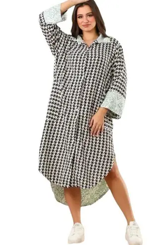 Evil Eye Black & White Gingham Plaid Long Shirt Dress Size undefined