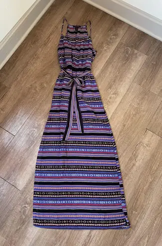 Lorena Rose sleeveless maxi dress Boho lined tie belt colorful women’s size S Multiple - Image 1