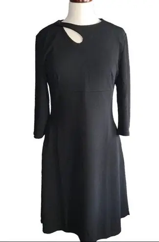 NWT Homeyee Black Knit 3/4 Sleeve Fit & Flare Conservative Dress Pockets XL …